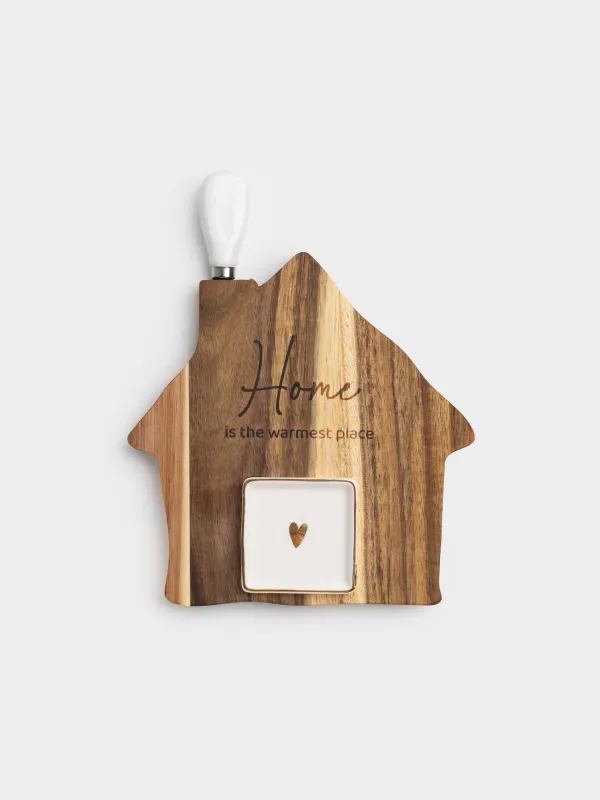 Набор для сыра, 3 пр, доска-блюдо/пиала, сталь/дерево/керамика, Домик, Noble tree, image-3