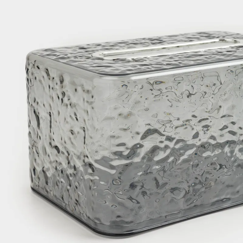 Бокс для бумажных салфеток, 19х12 см, с пружиной, пластик/металл, серый, Renaissance clear, image-2