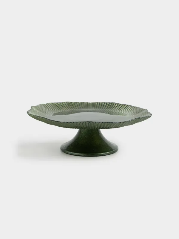 Блюдо на ножке, 21х7 см, стекло Р, зеленое, Ribby color, image-0