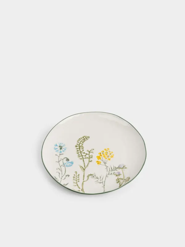 Тарелка обеденная, 27 см, Луговые цветы на кракелюре, Floral meadow, image-1