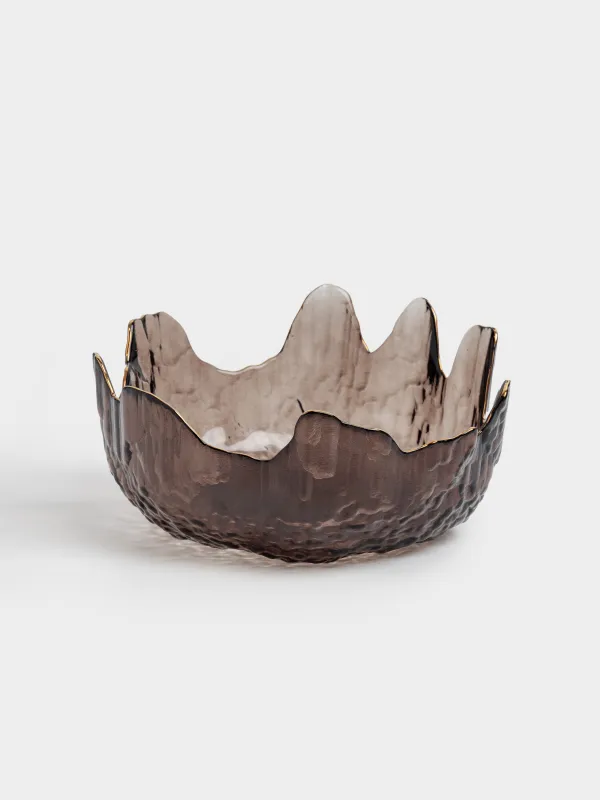 Салатник, 20х9 см, 1,1 л, стекло, коричневый, с золотистым кантом, Nautilus color, image-0