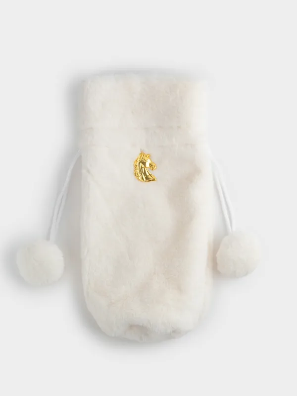 Чехол для бутылки, 32 см, декоративный, искусственный мех/металл, бежевый, Конь, Christmas bar, image-1