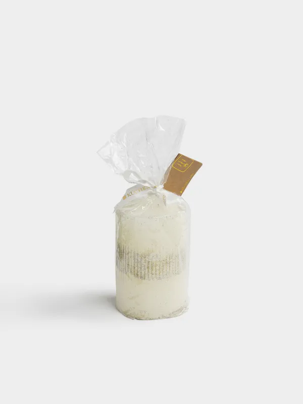Свеча, 7x15 см, цилиндрическая, с блестками, Ribbed candle, image-2