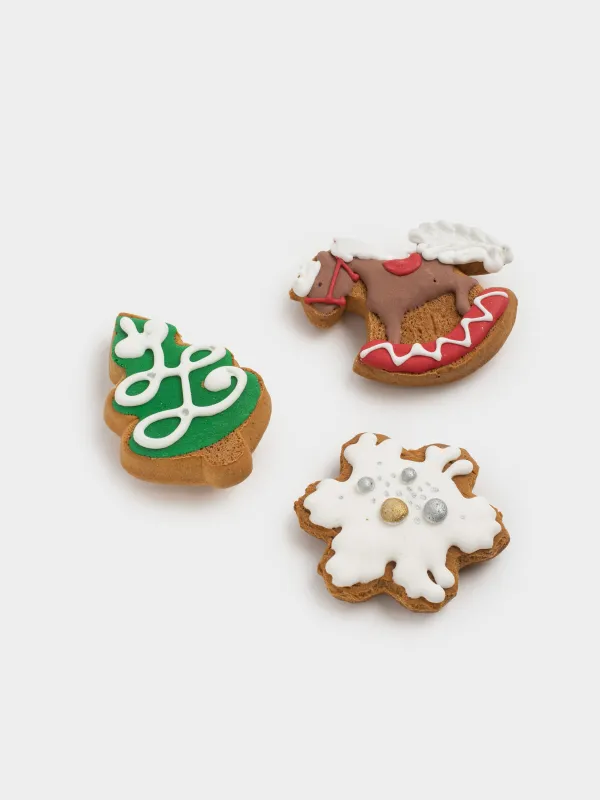 Пряник, 90 гр, глазированный, имбирный, в наборе, цветной, Елка/Лошадка/Снежинка, Prani, image-2