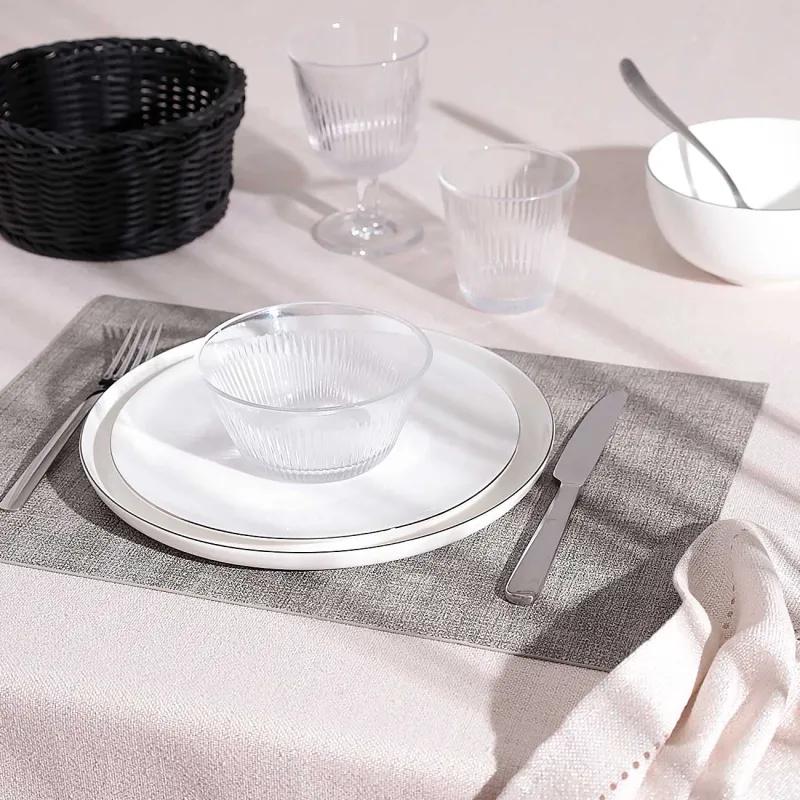 Салфетка под приборы, 30х43 см, полиуретан, прямоугольная, серо-бежевая, Rock, image-1