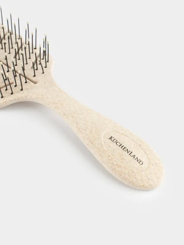 Расческа массажная для волос, 23 см, растительное волокно/пластик, бежевая, Demo, image-3