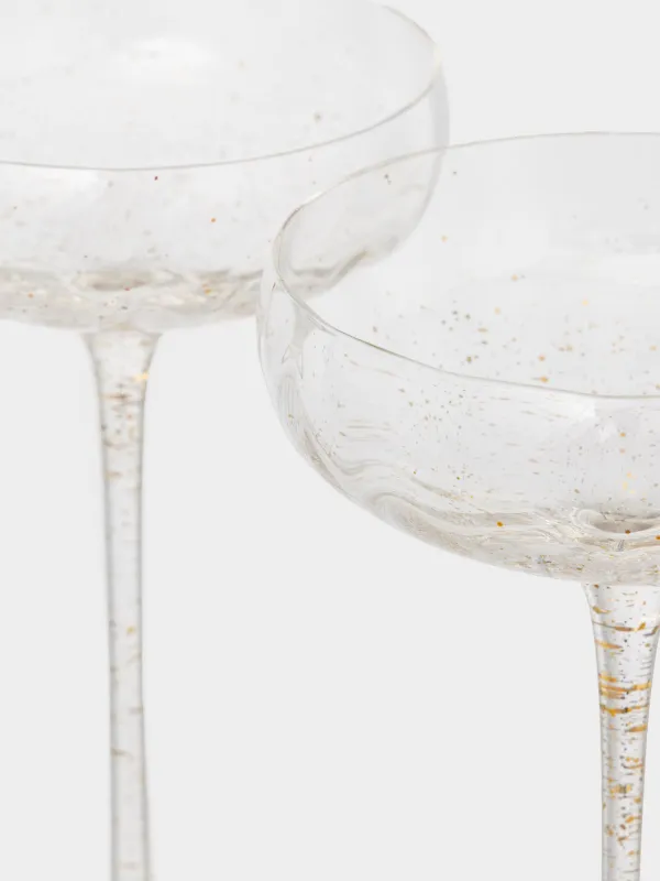 Бокал-креманка для шампанского, 2 шт, Золотистые брызги, Filo R speck, image-2