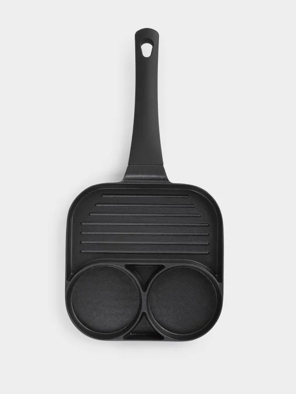 Сковорода-гриль, 18 см, 3 отд, с покрытием, алюминий, квадратная, Action, image-6