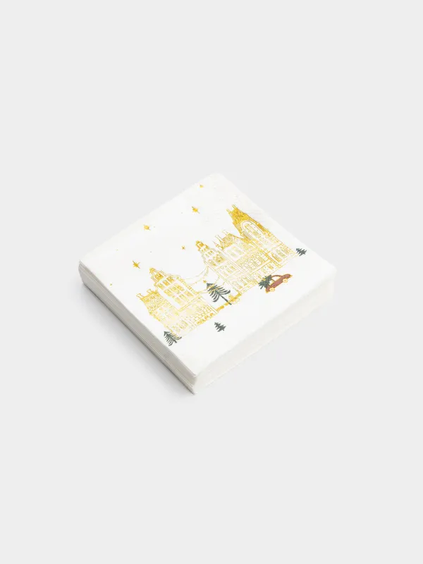 Салфетки бумажные, 21х21 см, 20 шт, Зимний город, Snow sparks, image-1