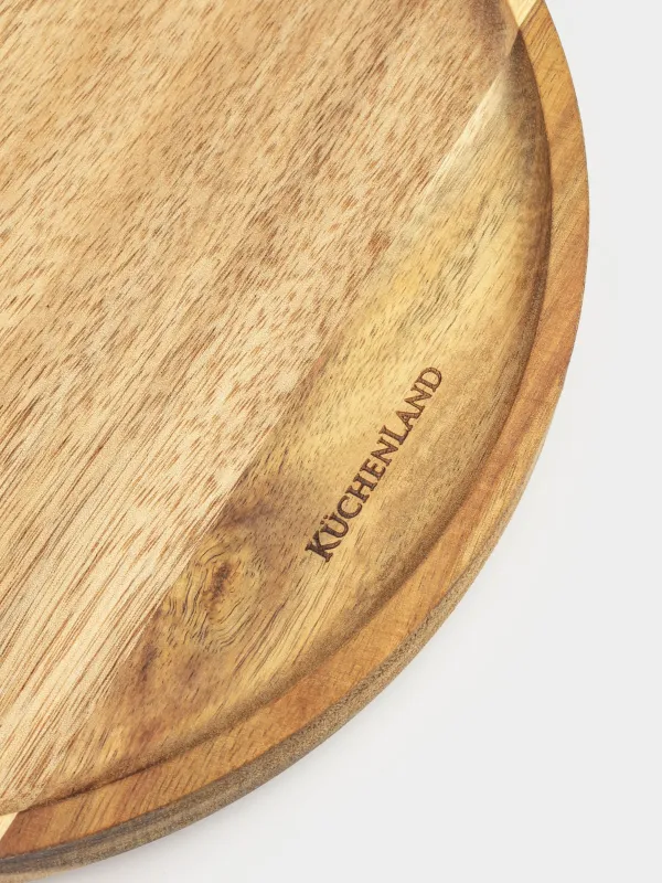 Блюдо сервировочное, 25х10 см, на ножках, дерево/полирезин, круглое, Золотистый конь, Noble tree, image-5