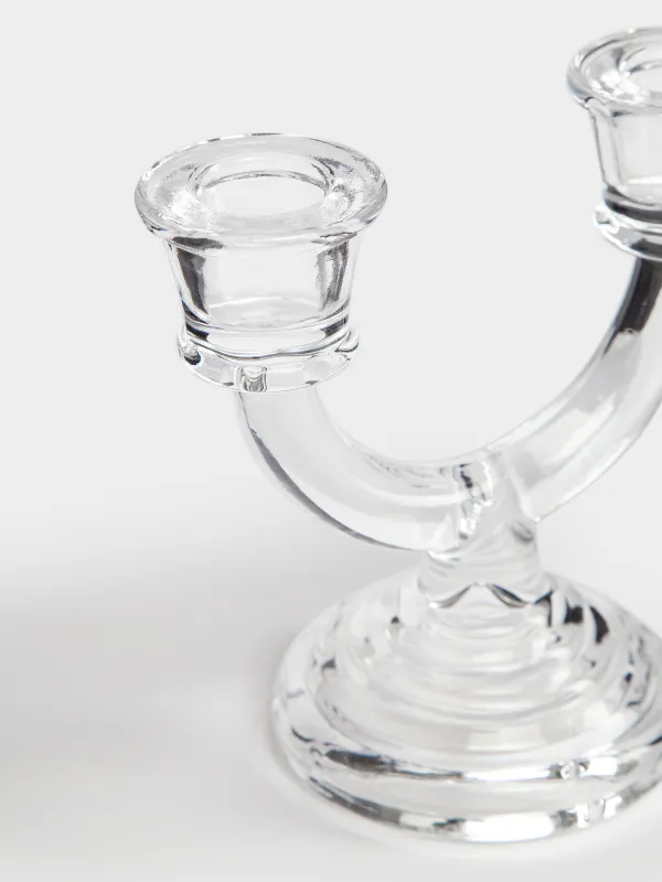 Подсвечник, 14 см, 2 тонкие свечи или 1 цилиндрическая, Clear, image-2