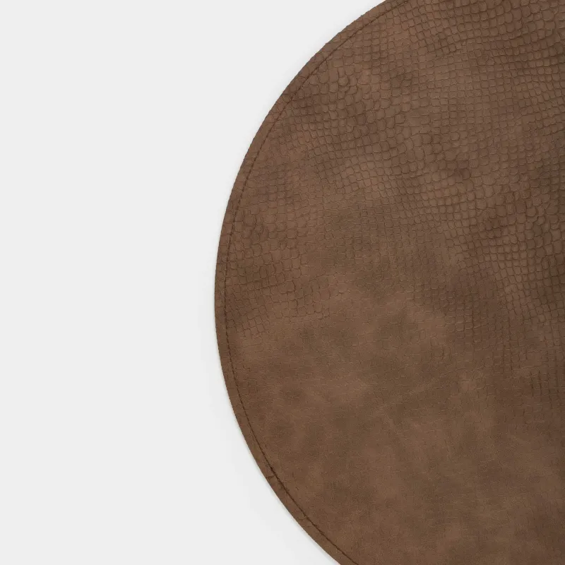 Салфетка под приборы, 38 см, двусторонняя, ПВХ, круглая, коричневая/хаки, Змеиная чешуя, Rock, image-3
