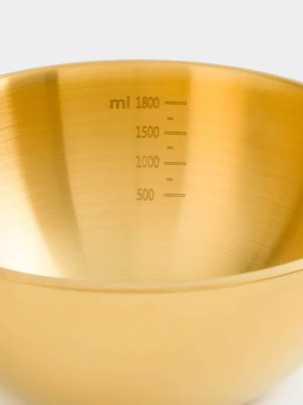 Набор для выпечки, 2 пр, миска/венчик, с мерной шкалой, сталь/дерево, золотистый, Classic gold, image-2