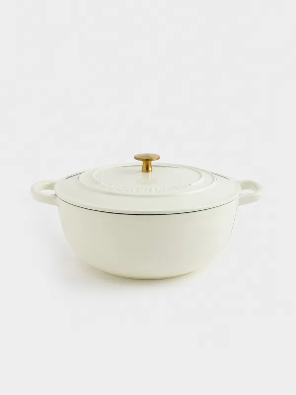 Казан, 27 см, 4,5 л, с крышкой, чугун, молочный, Light kitchen, image-1