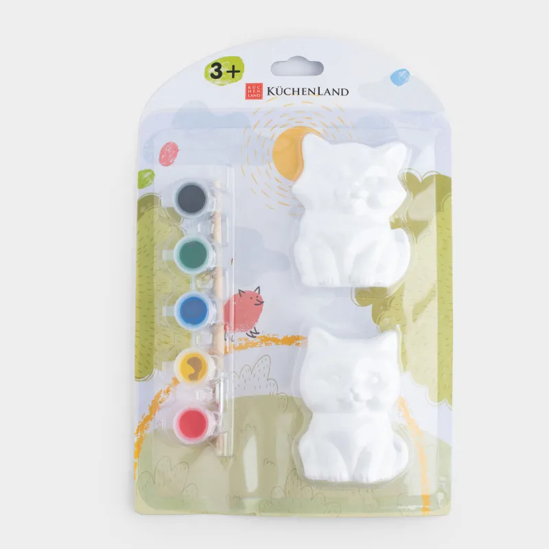 Набор для творчества, 2 пр, гипс, роспись, Кошечка и лисенок, Creative, image-3