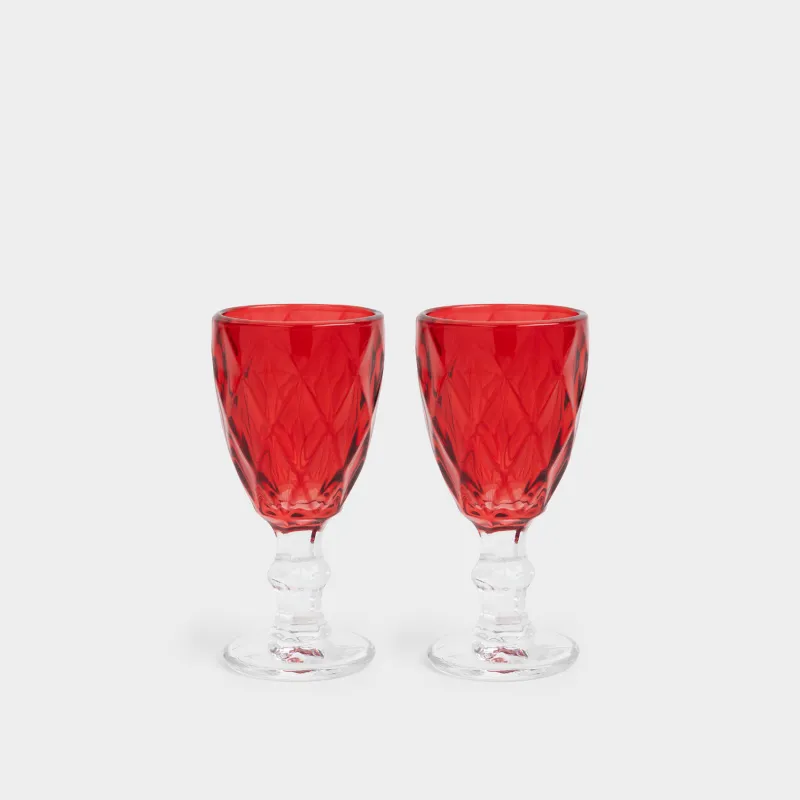 Рюмка, 50 мл, 2 шт, стекло Р, красная, Rhomb color