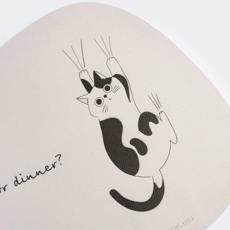 Салфетка под приборы, 37x45 см, ПВХ, фигурная, молочная, Кот, Rock print, image-3