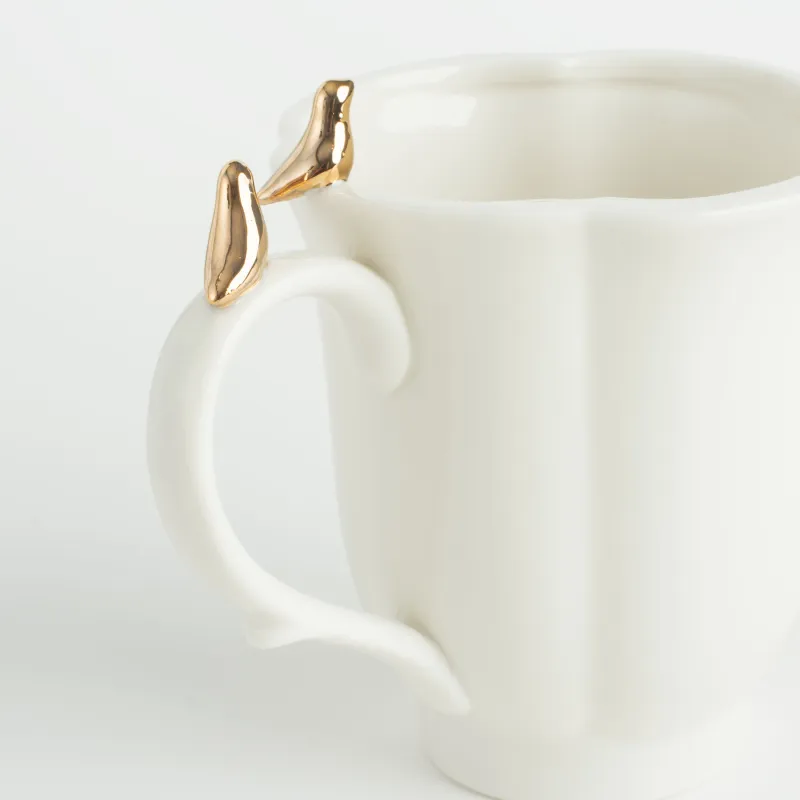 Кружка, 370 мл, фарфор P, молочная, Птицы на ручке, Paradise garden, image-5