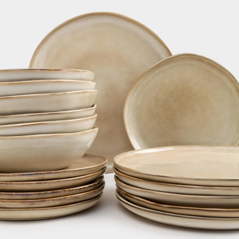 Сервиз обеденный, 6 перс, 18 пр, каменная керамика, бежевый, Burgos, image-6