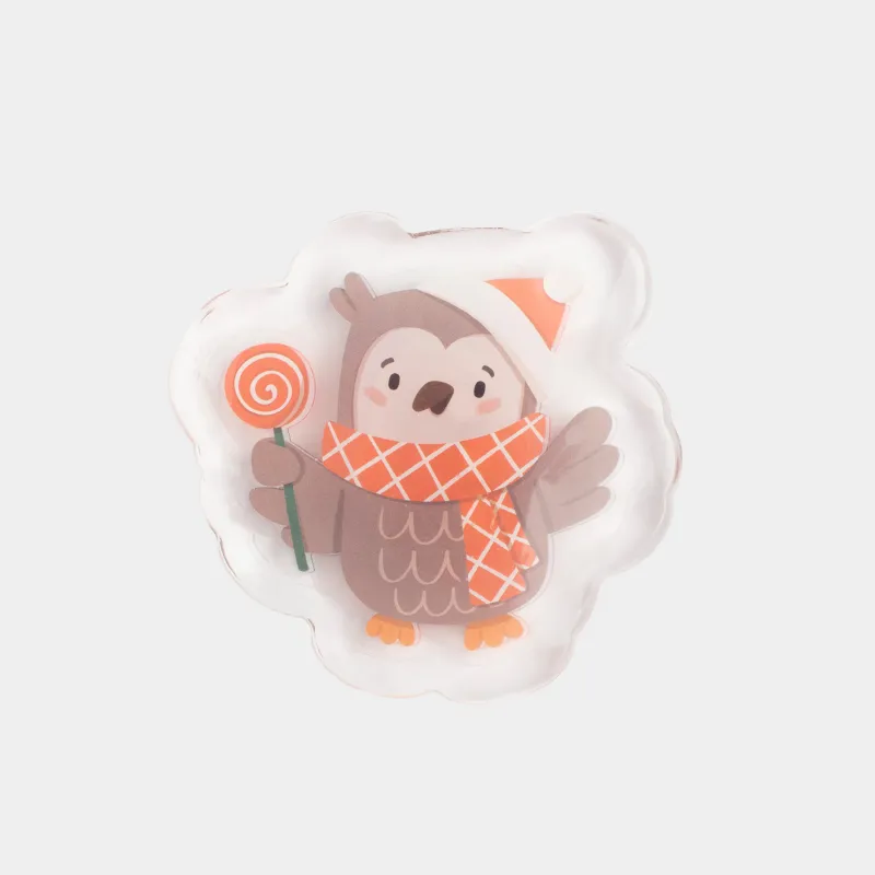 Наклейка, 6х8 см, с подсветкой, многоразовая, термопластик, Сова, Christmas decal