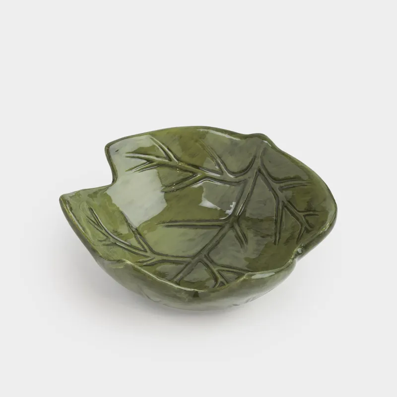 Пиала, 14х6 см, керамика, зеленая, Лист, Forest symphony