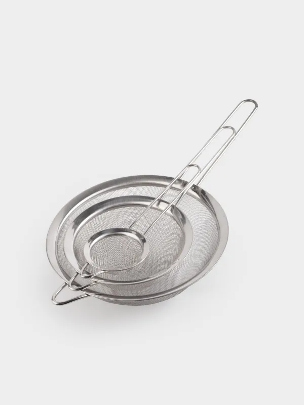 Набор сит, 3 шт, с ручкой, сталь, Egoist, image-1