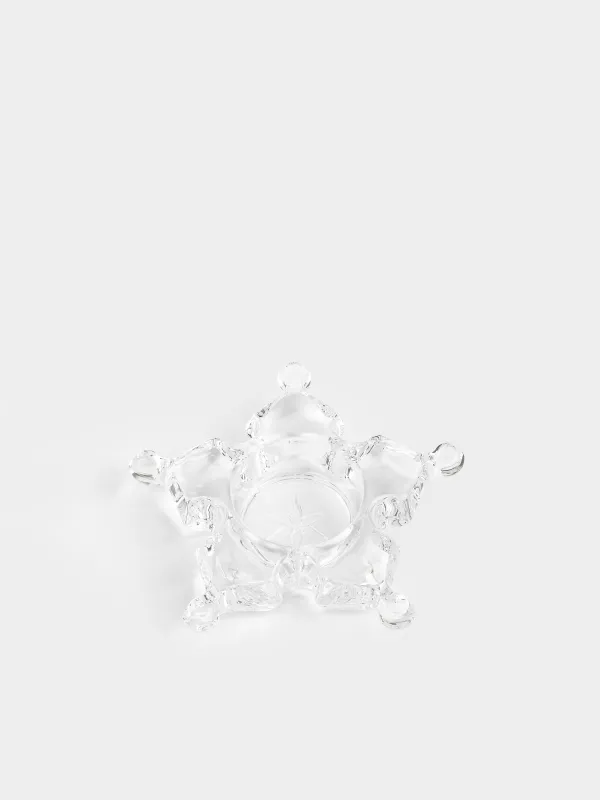 Подсвечник, 11x3 см, для чайной свечи, стекло, Снежинка, Snowfall, image-0