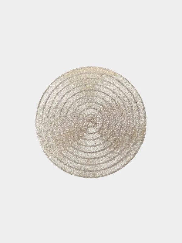 Салфетка под приборы, 38 см, ПВХ, круглая, золотистая, Кольца, Azhur, image-0