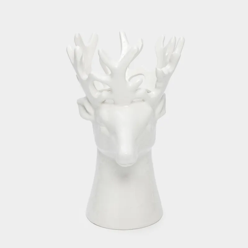 Ваза для цветов, 21 см, декоративная, керамика, белая, Олень, Forest deers