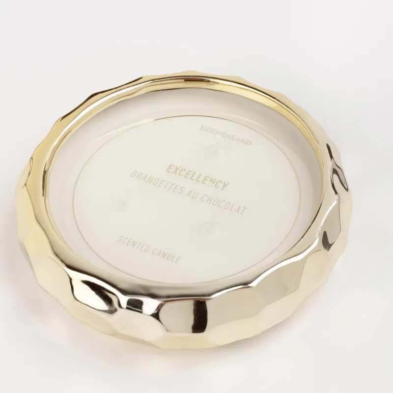 Свеча ароматическая, 13 см, три фитиля, в подсвечнике, керамика, Orangettes au Chocolat, Excellency, image-4