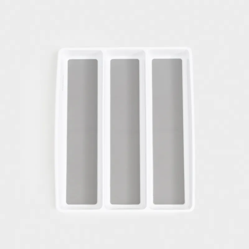 Лоток для кухонных принадлежностей, 40х33 см, 3 отд, пластик/каучук, бело-серый, Non-slip