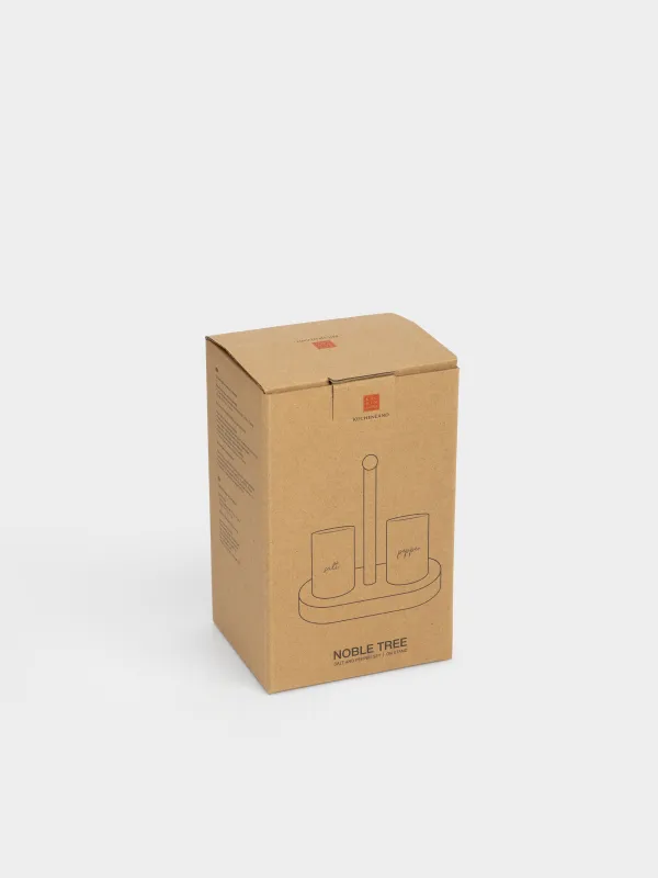 Набор для соли и перца, 17 см, на подставке, фарфор P/дерево, молочный, Noble tree, image-5