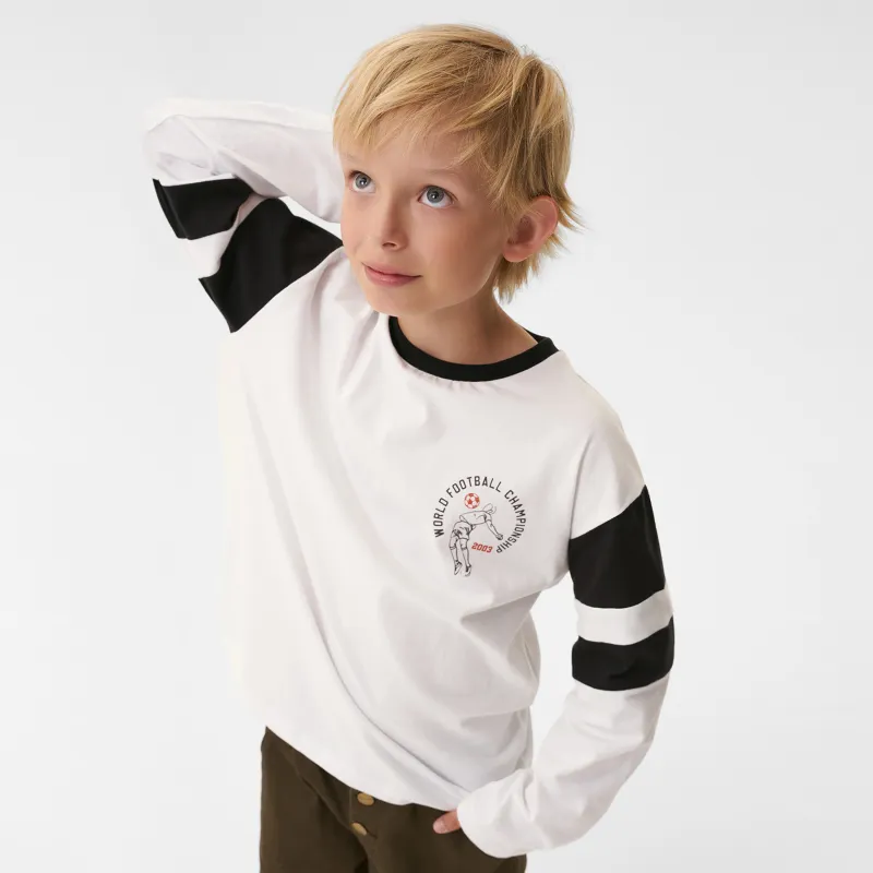 Лонгслив детский, для мальчиков, хлопок, белый, Ulian