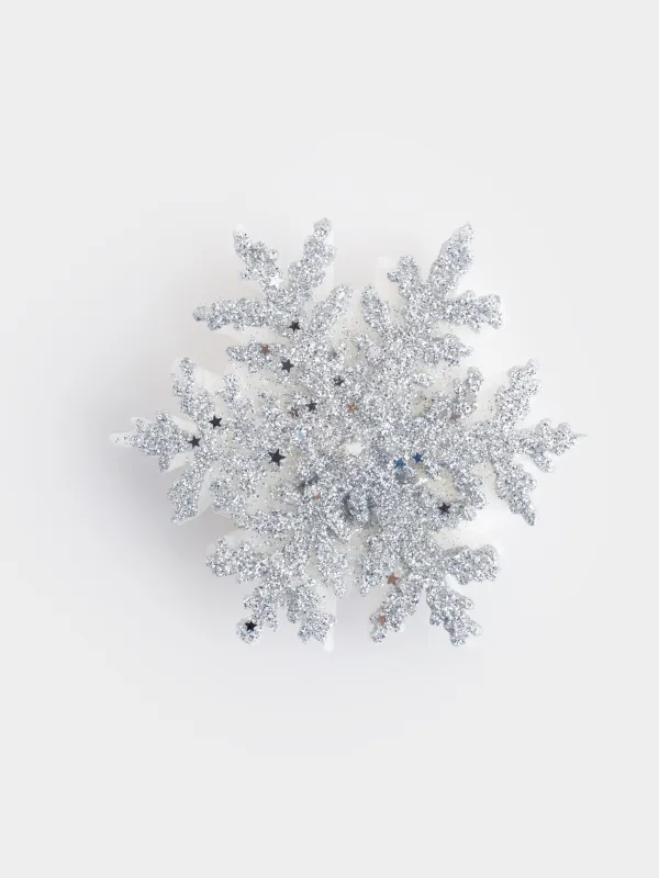 Свеча, 10x4 см, с блестками, серебристая, Снежинка, Snowfall, image-1