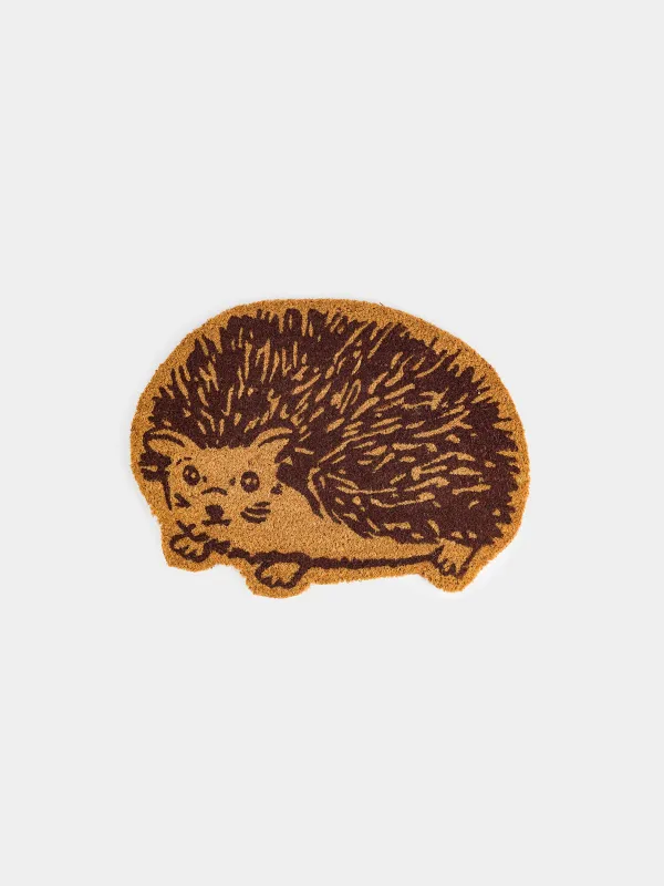 Коврик придверный, 45х60 см, кокос/ПВХ, фигурный, коричневый, Еж, Forest animals, image-0