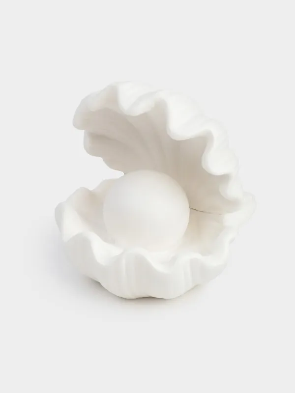 Светильник декоративный, 10х11 см, фарфор P, белый, Ракушка с жемчужиной, Tridacna, image-2