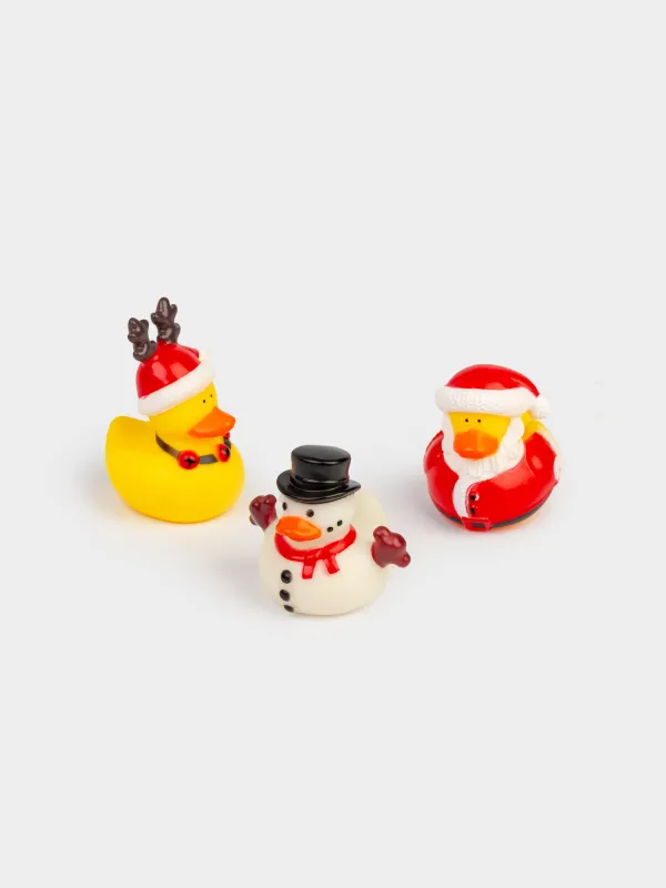 Игрушка для купания, 5 см, 3 шт, ПВХ, Утки в новогодних костюмах, Duck yellow, image-1