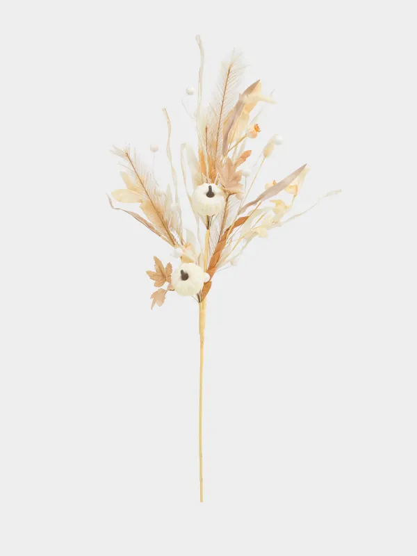 Ветка декоративная, 80 см, пенопласт/пластик, Белые тыквы, Slight frost decor, image-0