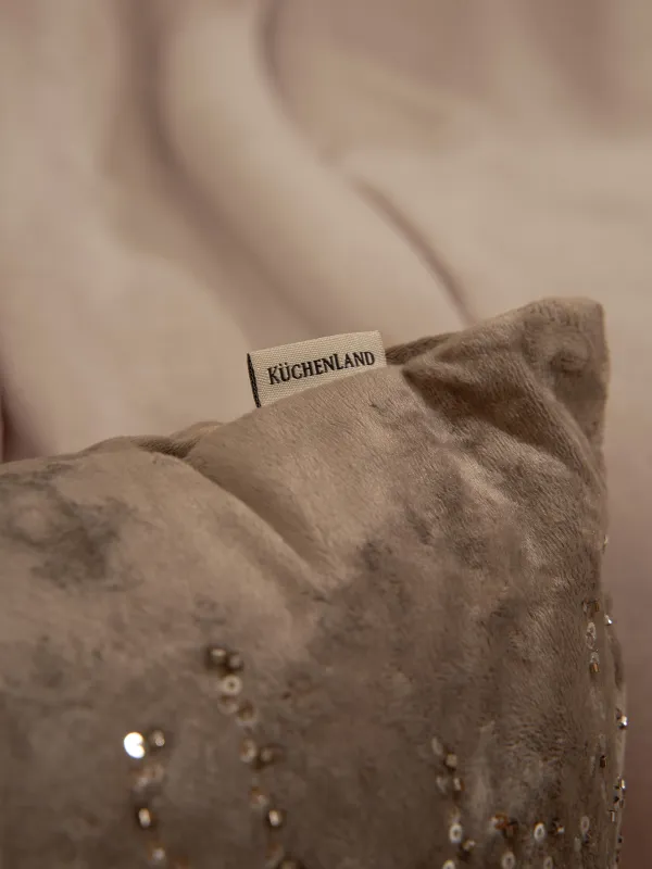 Подушка декоративная, 45х45 см, вельвет/бисер, серебристая, Sparkly, image-4