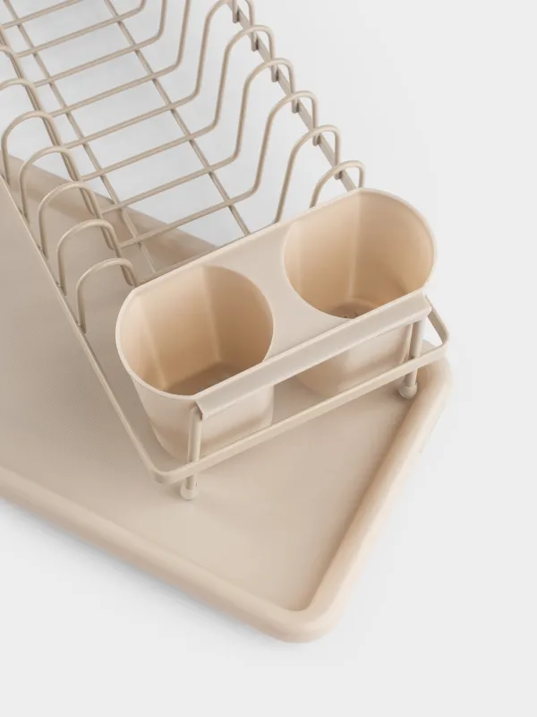 Сушилка для посуды, 42х17 см, с поддоном, металл/пластик, бежевая, Beige style, image-7