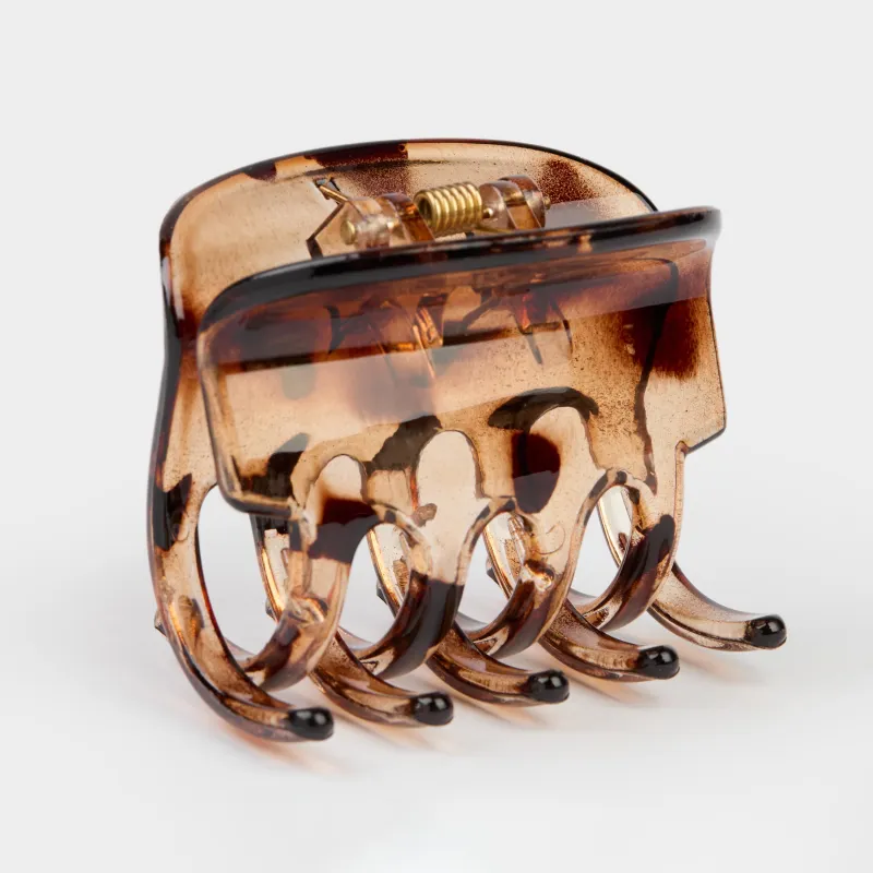 Заколка для волос, 7 см, пластик, коричневая, Крабик, Glam