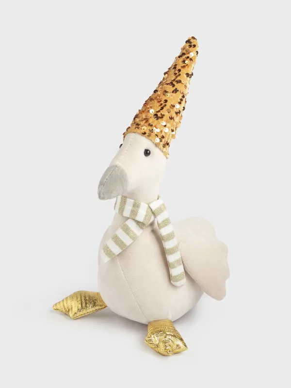 Игрушка, 35 см, мягкая, полиэстер, бежево-золотистая, Гусь в колпаке, Goose, image-1