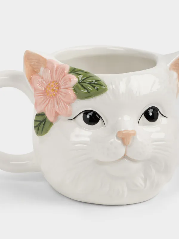 Кружка, 440 мл, Кошка с цветком, Cat, image-1
