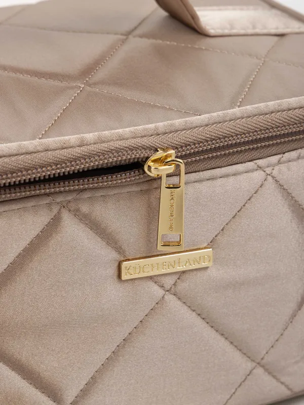 Косметичка, с ручкой, бежевая, Quilted silk, image-5