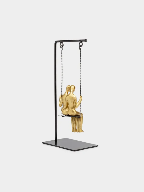 Статуэтка, 13х28 см, полирезин, золотисто-черная, Пара на качелях, Two faces, image-1