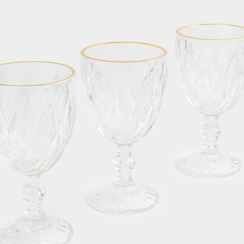 Бокал-кубок для вина, 300 мл, 6 шт, стекло Р, с золотистым кантом, Rhomb gold, image-3