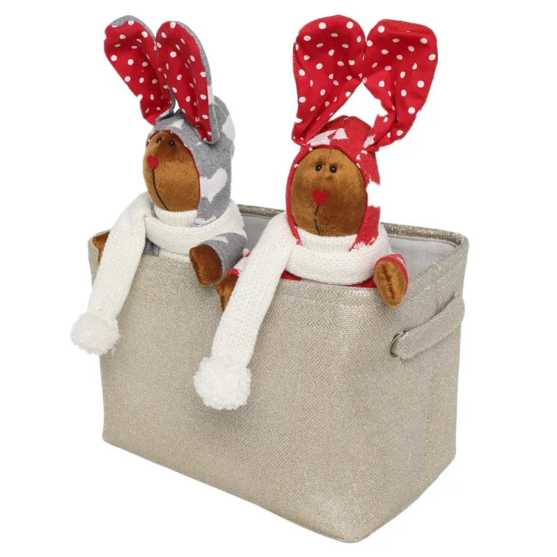 Корзина для хранения, 30x20x20 см, с ручками, полиэстер, прямоугольная, золотистая, Ideally, image-1