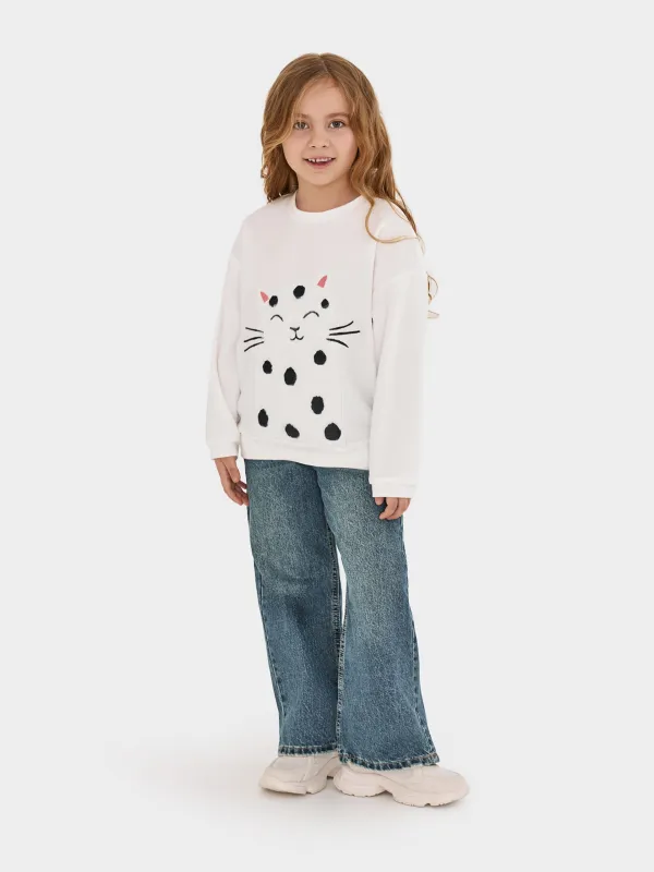 Свитшот для девочек, молочный, Kaisa, image-3