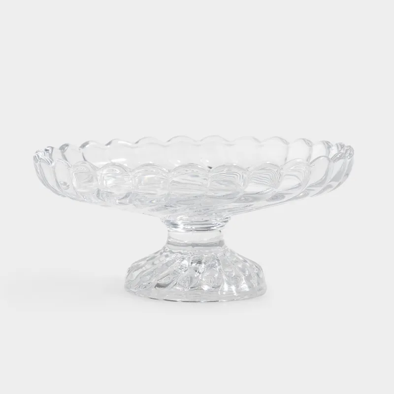 Блюдо на ножке, 15х7см, круглое, стекло, Clear pattern