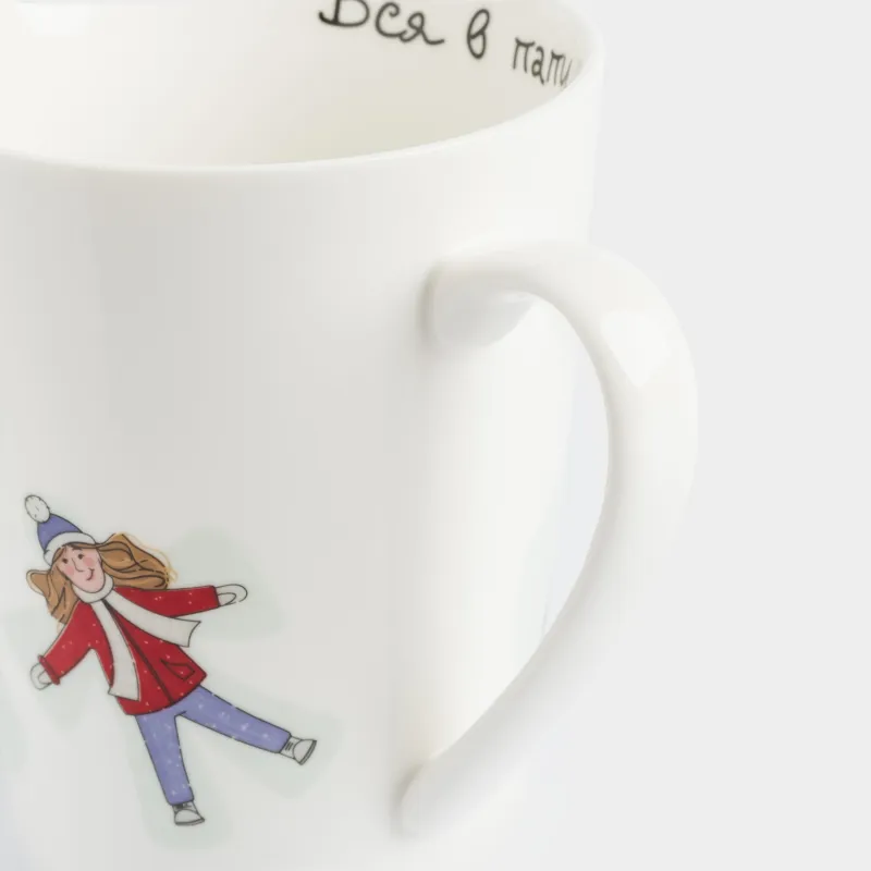 Кружка, 420 мл, фарфор N, белая, Папа и дочь в снегу, Family, image-4